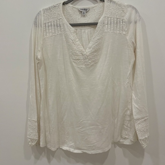 Lucky Brand Tops - Lucky Brand Women's Embroidered Peasant
Top V Neck Tie Closure Boho Size Medium